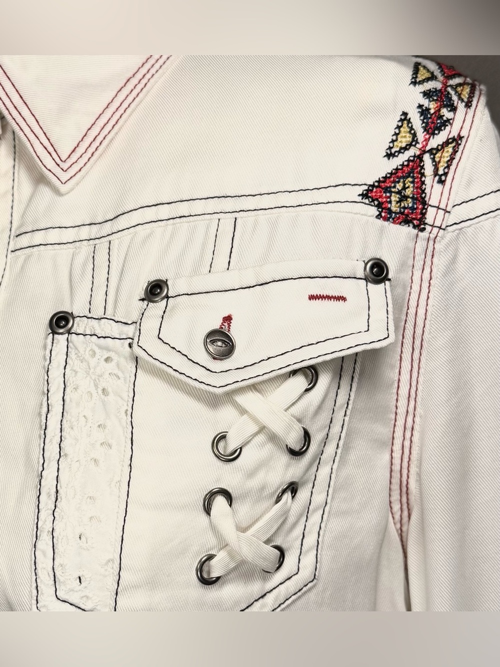 DOUBLE D RANCH || Button Down Shirt-Jacket in Ivory - SZ XS - Picture 6 of 9